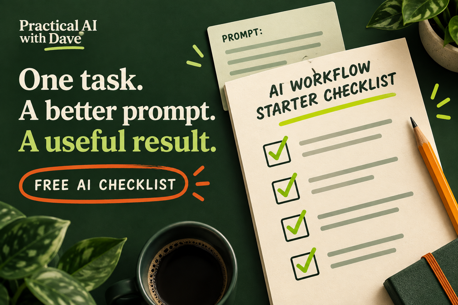 One task. A better prompt. A useful result. Free AI checklist.